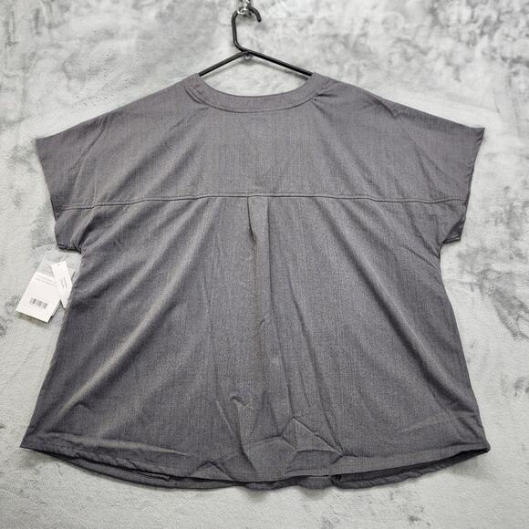 NEW ClimateRight by Cuddl Duds Scrub Top Womens 2X Gray Short Sleeve 6-Pocket - Picture 4 of 12